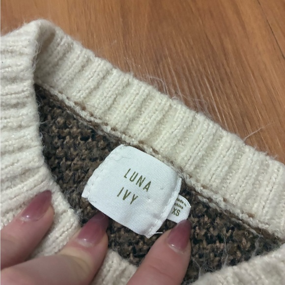 Anthropologie Luna Ivy Cozy Brown Teddy Bear Sweater Size XS - Picture 2 of 4